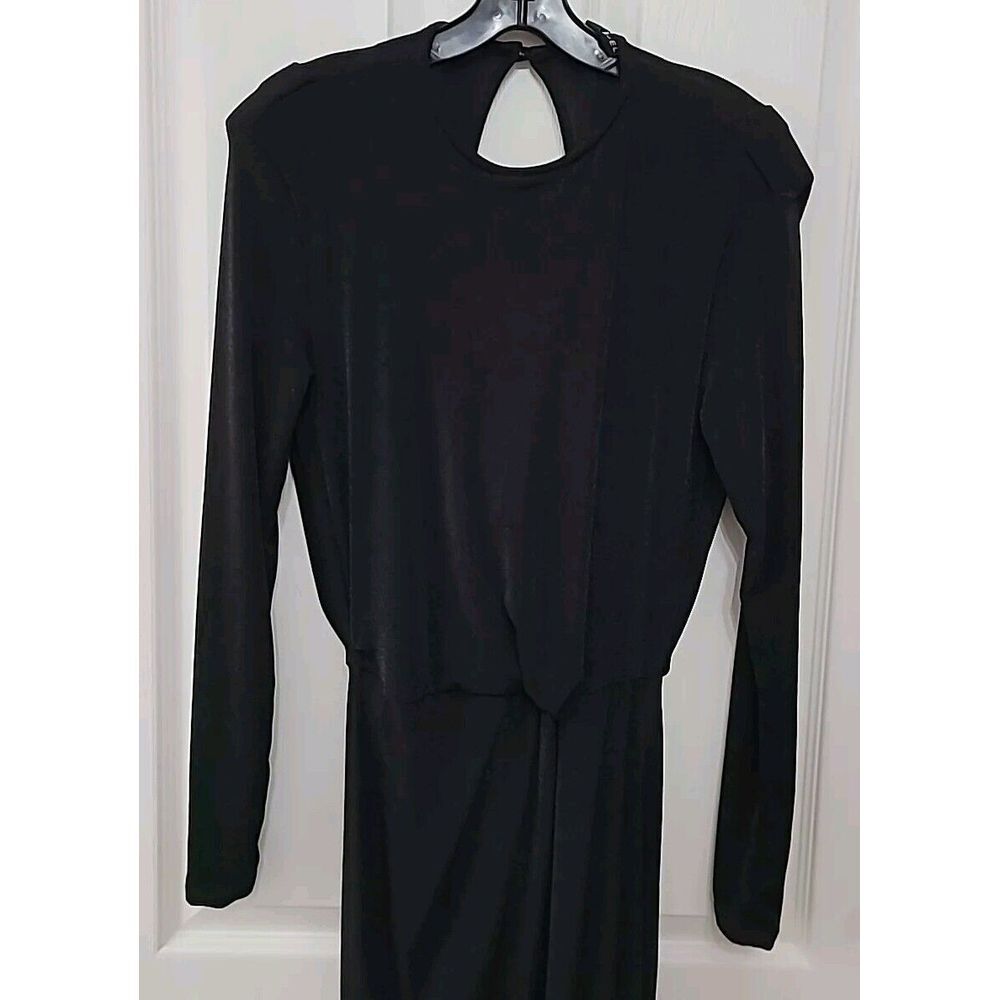 NWT Jluxlabel Black Maxi Dress Long Sleeve Low Back Sheer Slim Fit Size S‎